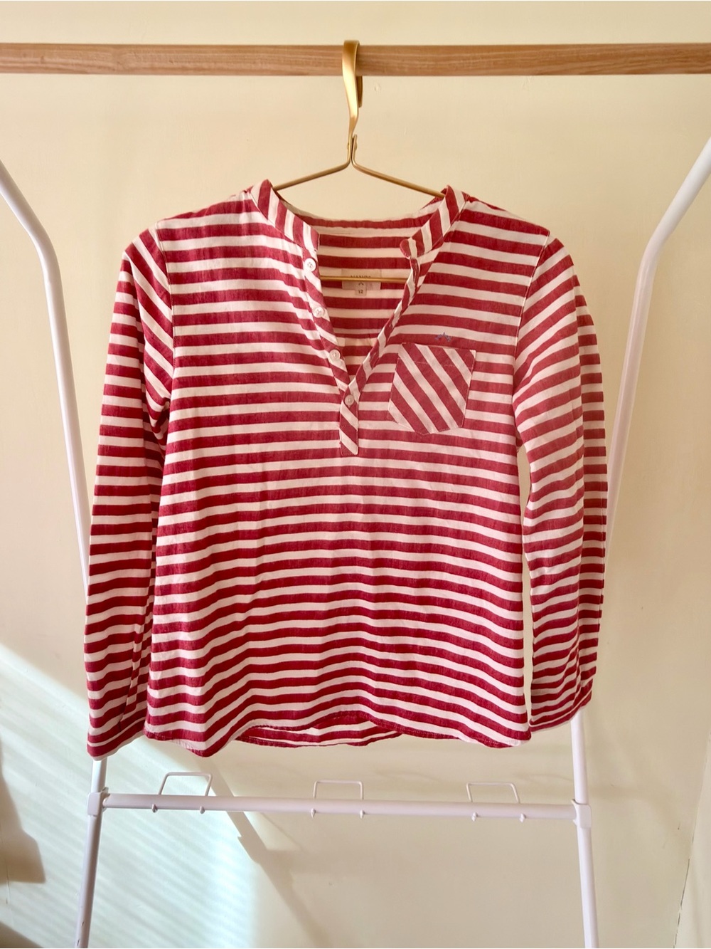 Nanos red  & White Striped Long-Sleeve Top